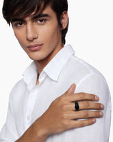 Streamline® Signet Ring in Sterling Silver with Black Onyx, 13mm